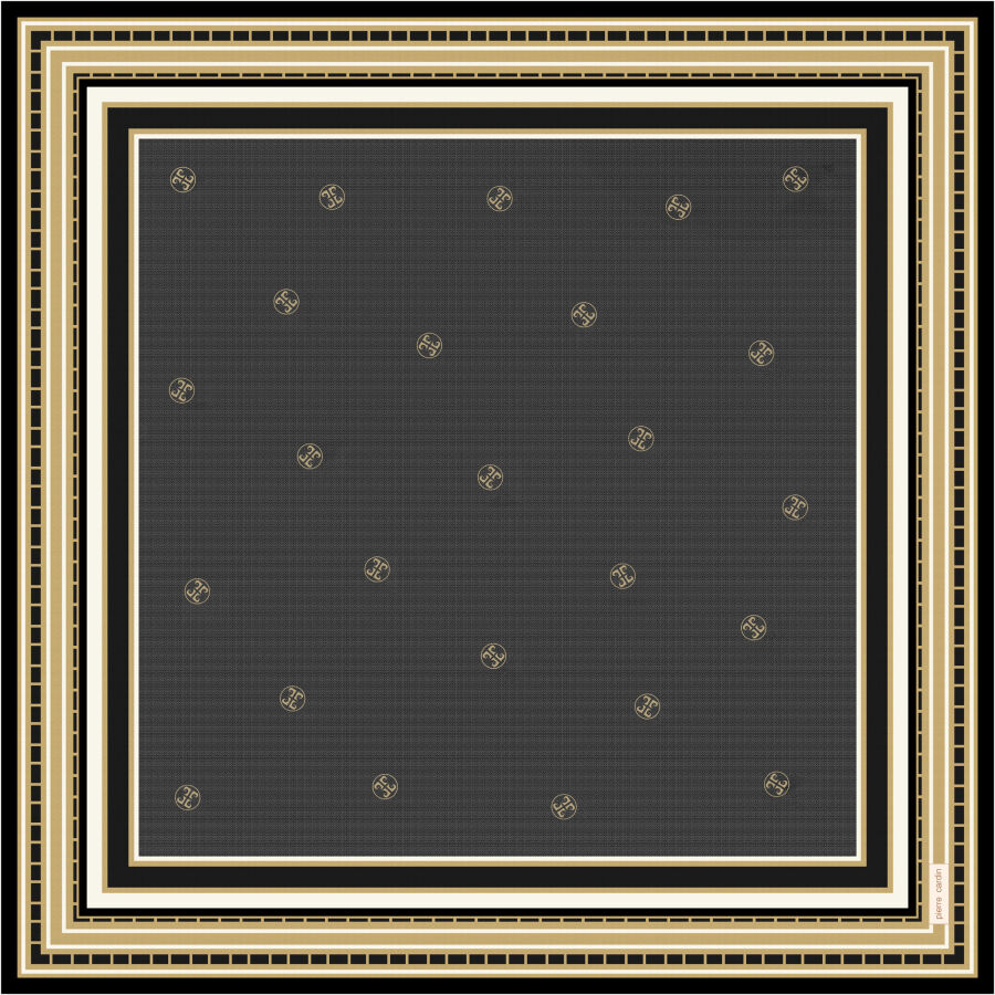 Siyah 90X90 İpek Krep Saten Eşarp - 1