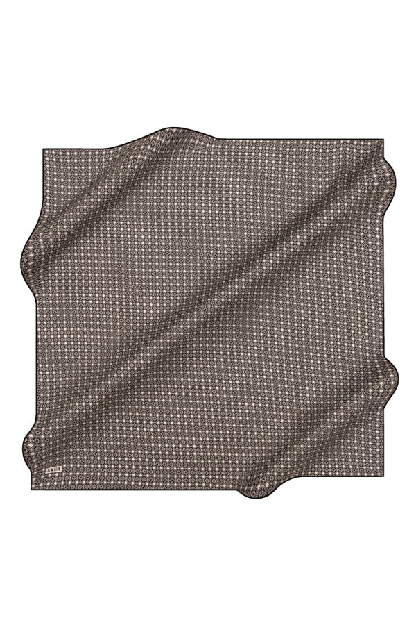 Siyah 90X90 İpek Krep Saten Eşarp - 1