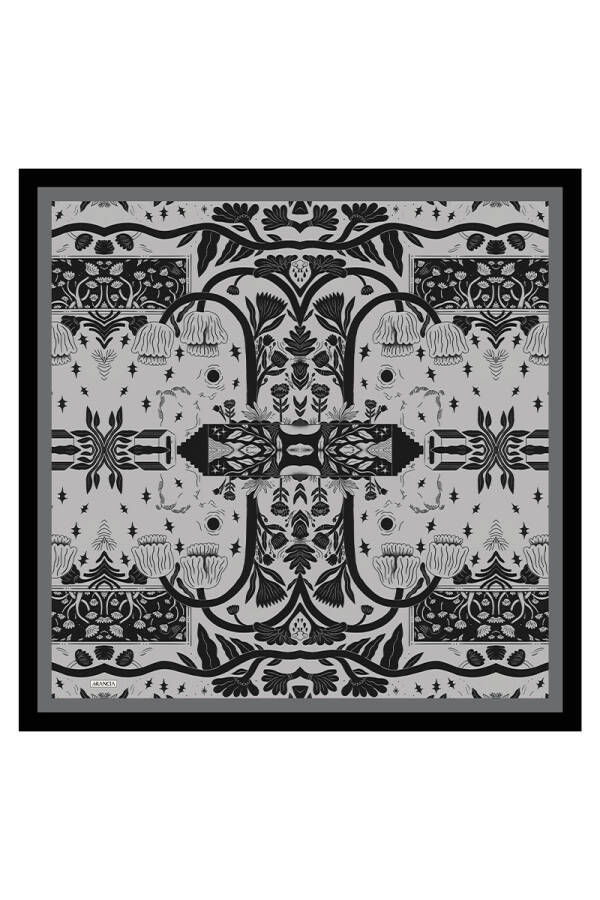 Siyah 90X90 İpek Twill Eşarp - 1