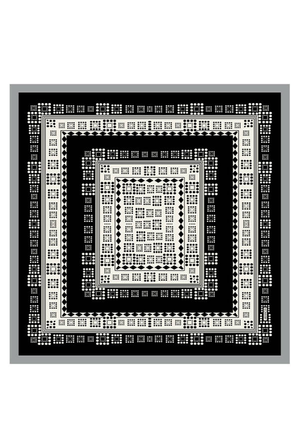 Siyah 90X90 İpek Twill Eşarp - 1