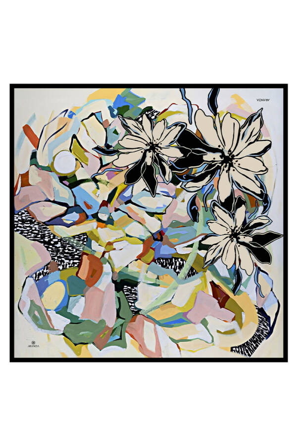 Siyah 90X90 İpek Twill Eşarp - 1