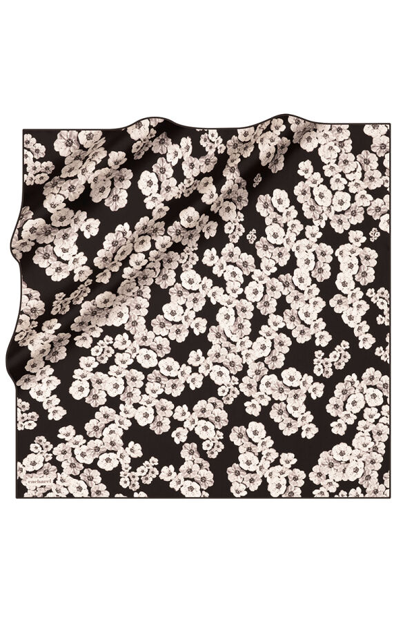 Siyah 90X90 İpek Twill Eşarp - Cacharel