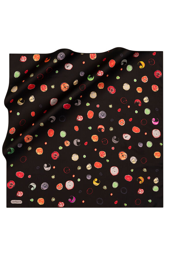 Siyah 90X90 İpek Twill Eşarp - Cacharel