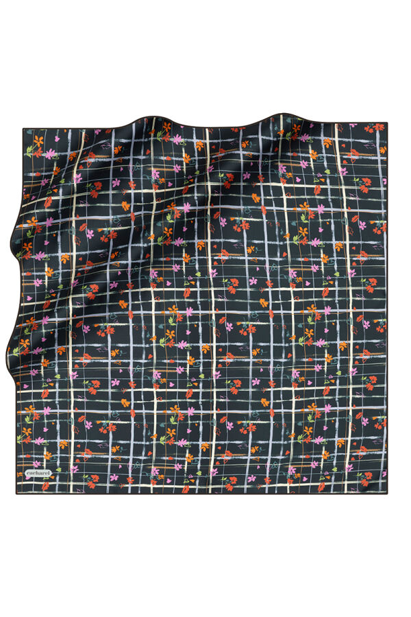 Siyah 90X90 İpek Twill Eşarp - Cacharel