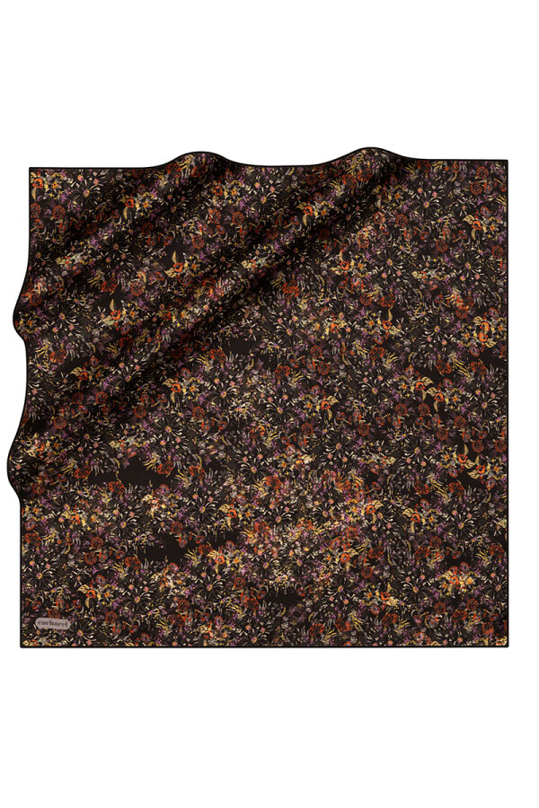 Siyah 90X90 İpek Twill Eşarp - Cacharel