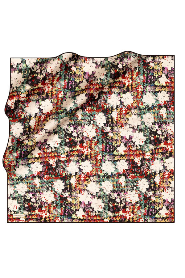 Siyah 90X90 İpek Twill Eşarp - Cacharel