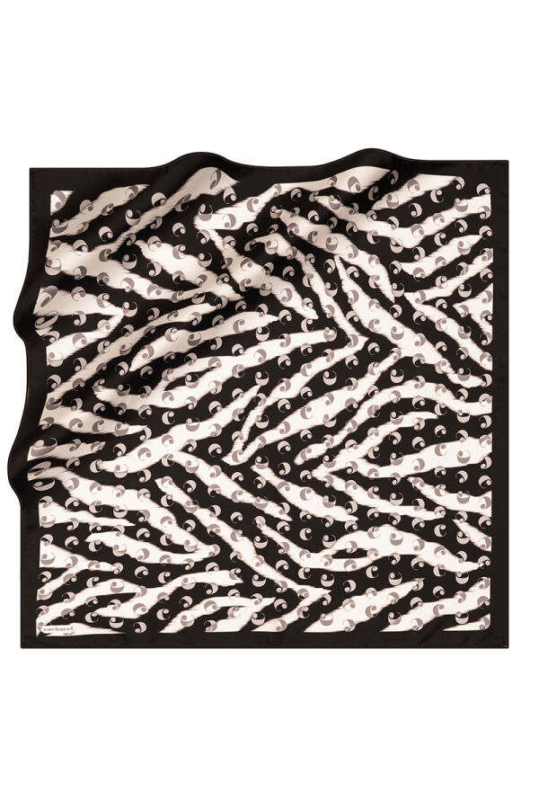 Siyah 90X90 İpek Twill Eşarp - Cacharel