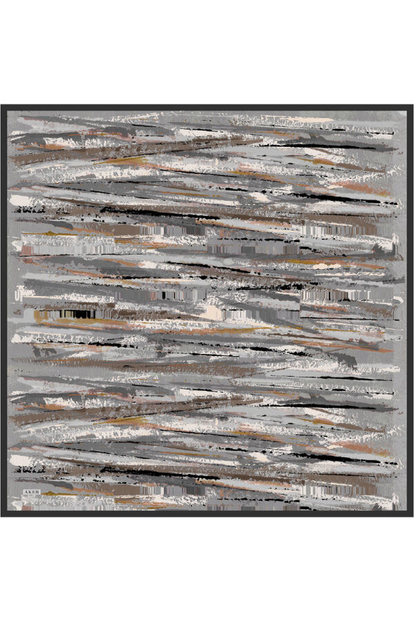 Siyah 90X90 İpek Twill Eşarp - Aker