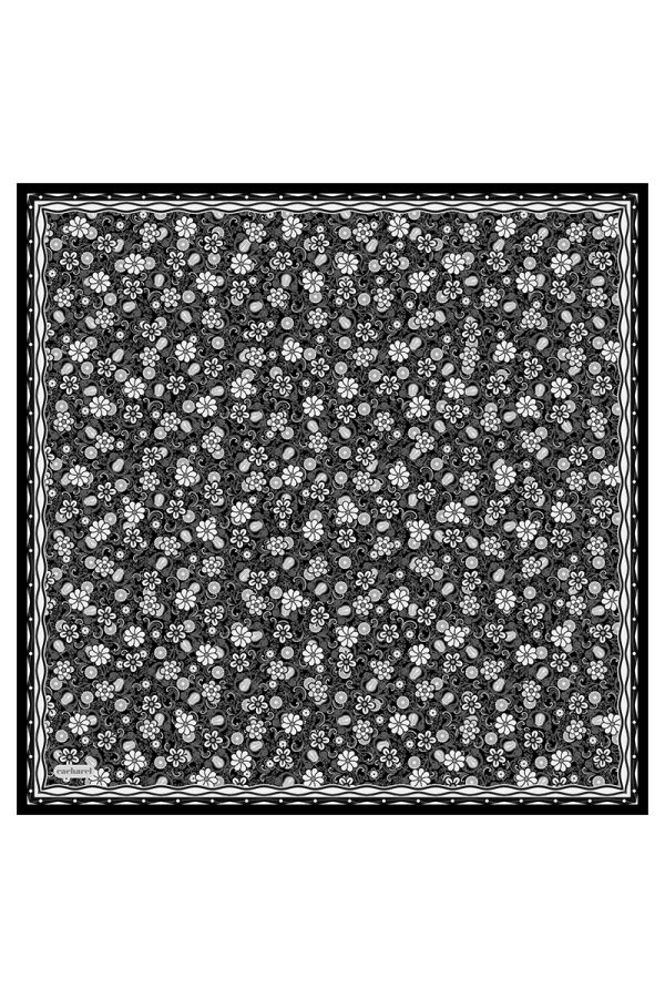 Siyah 90X90 İpek Twill Eşarp - Cacharel