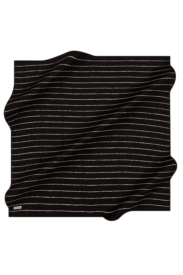 Siyah 90X90 İpek Twill Eşarp - Aker