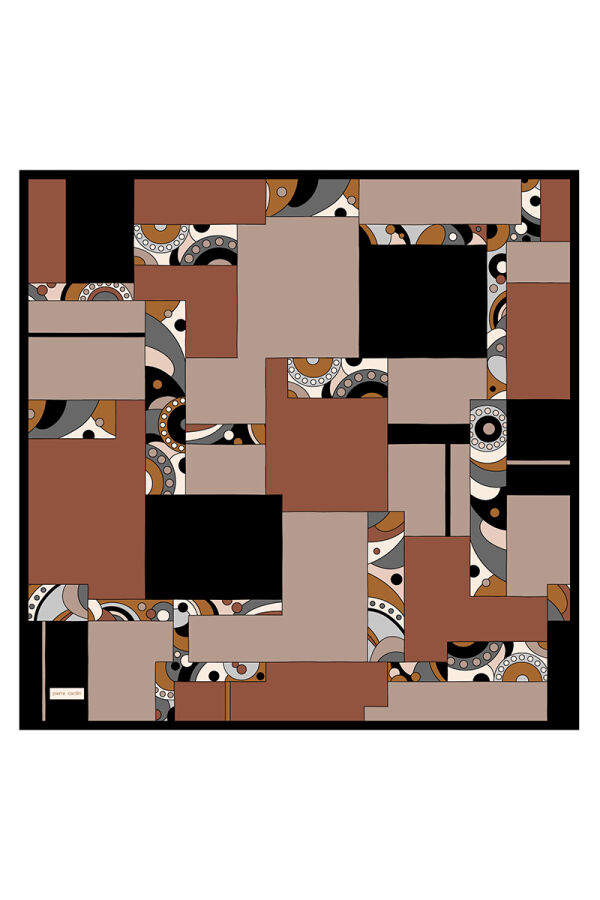 Siyah 90X90 İpek Twill Eşarp - 1