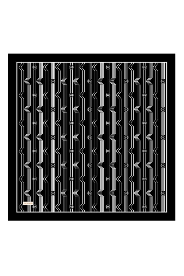 Siyah 90X90 İpek Twill Eşarp - 1