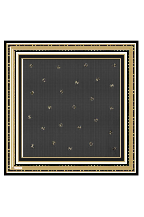 Siyah 90X90 İpek Twill Eşarp - Pierre Cardin