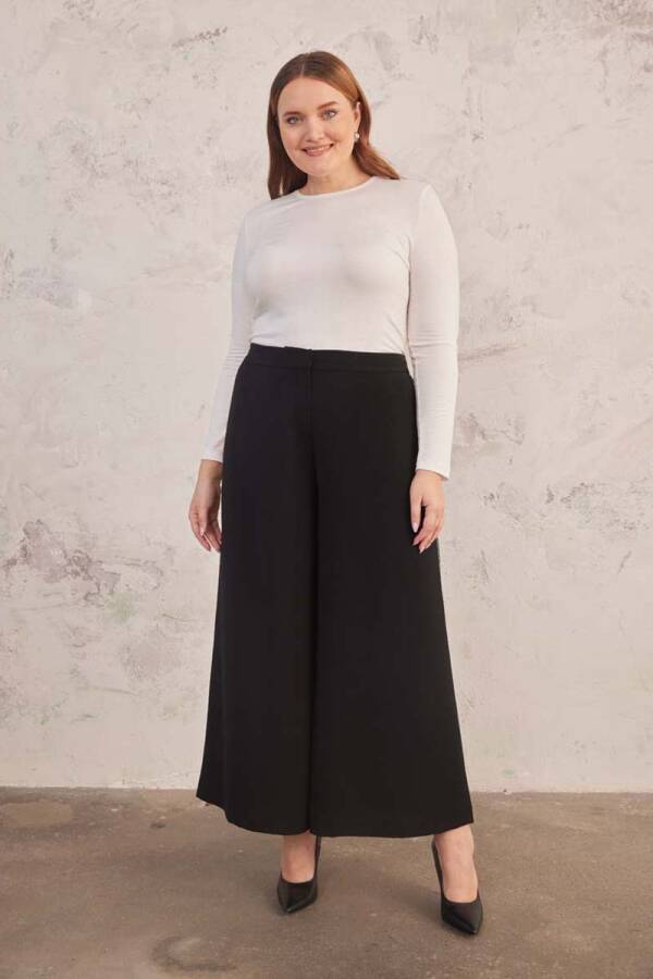 Siyah Arka Bel Lastikli Pantolon Etek - 2