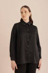 Siyah Arkası Pilise Detaylı Dokuma Tunik - 1