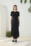 Siyah Asimetrik Piliseli Etek - 2