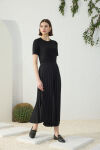 Siyah Asimetrik Piliseli Etek - 5