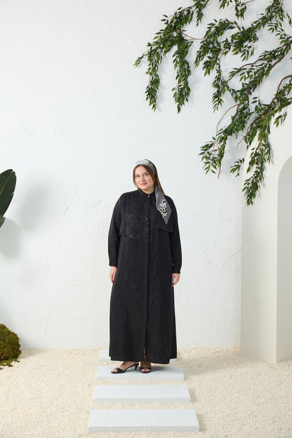 Siyah Asimetrik Rüzgarlı Ferace - 2