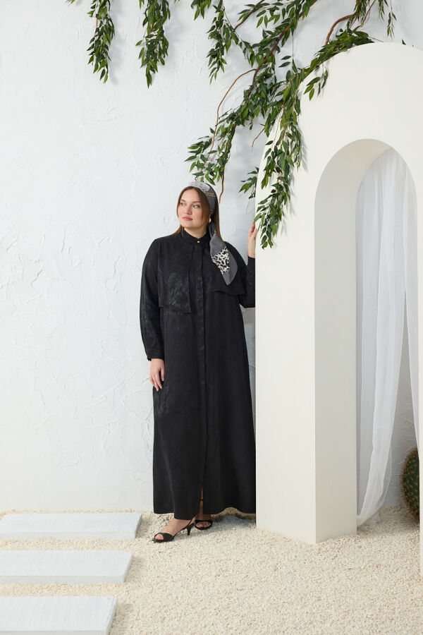 Siyah Asimetrik Rüzgarlı Ferace - 3