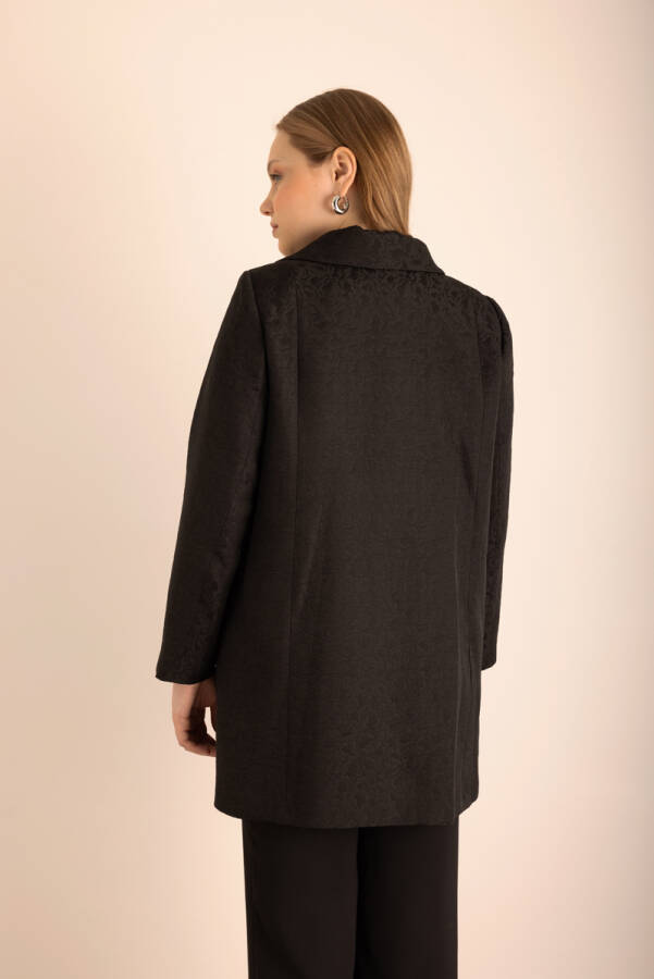 Siyah Asimetrik Yaka Kapamalı Kap - 7