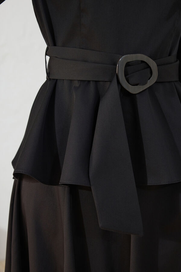 Siyah Ayarlanabilir Toka Detaylı Bluz - 6