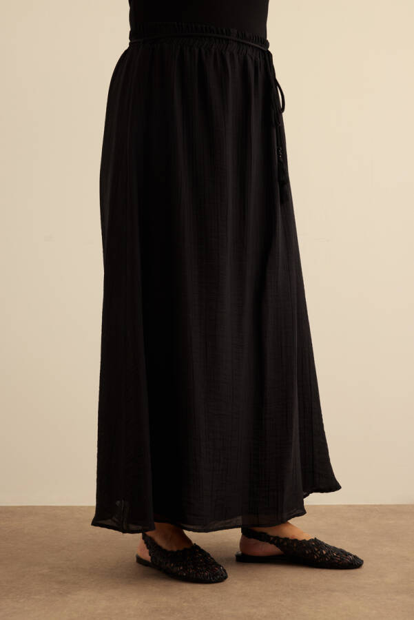 Siyah Bağcıklı Viscon Etek - 3