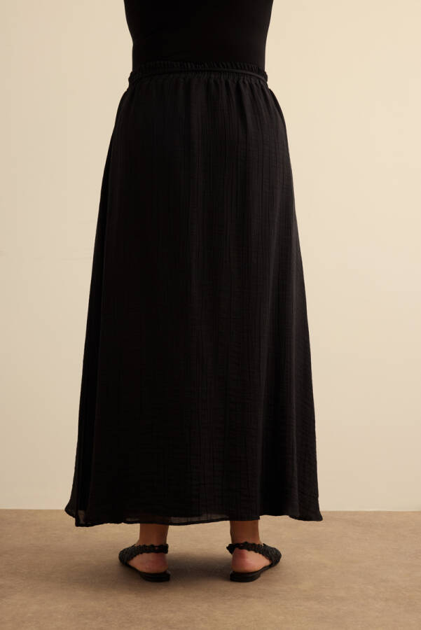 Siyah Bağcıklı Viscon Etek - 6