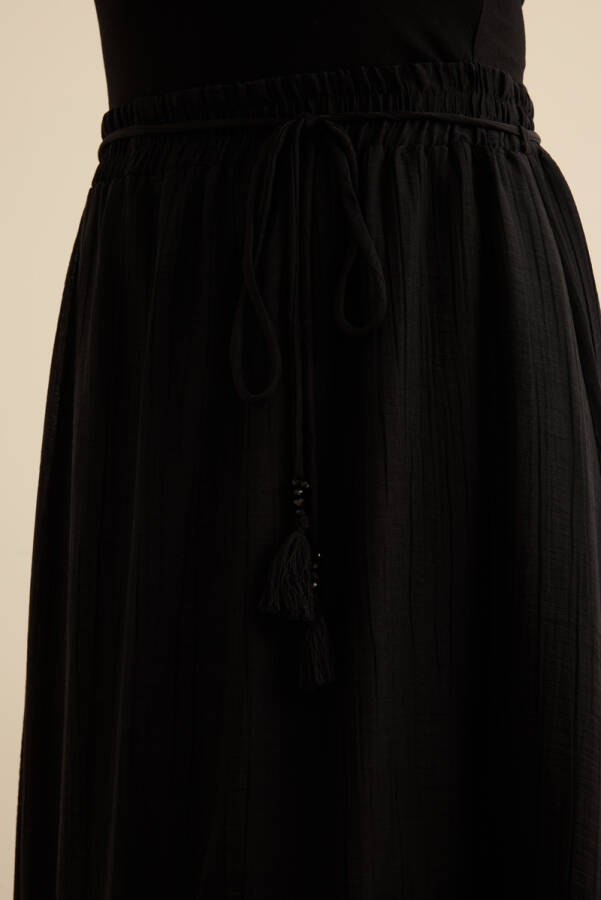 Siyah Bağcıklı Viscon Etek - 5