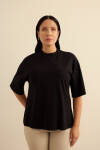 Siyah Basic Rayon T-Shırt - 3
