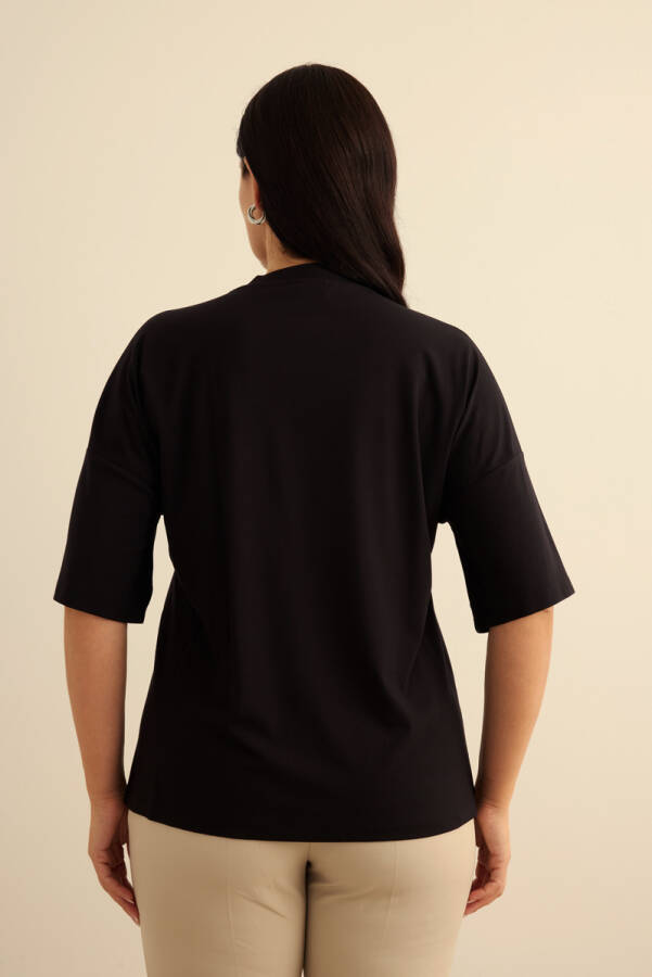 Siyah Basic Rayon T-Shırt - 6