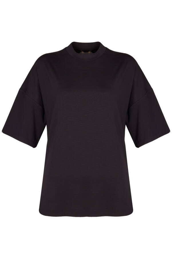 Siyah Basic Rayon T-Shırt - 1