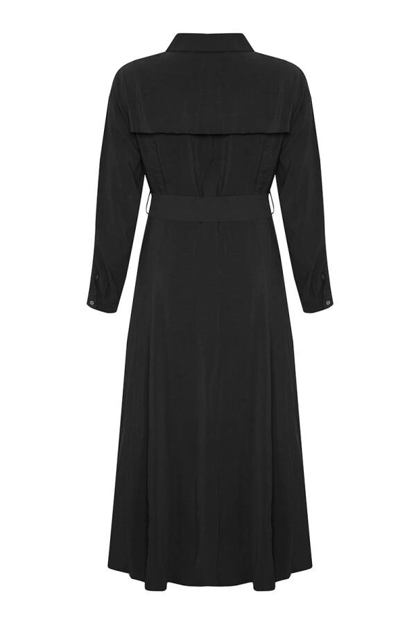 Siyah Belden Oturan Yakalı Elbise - 3