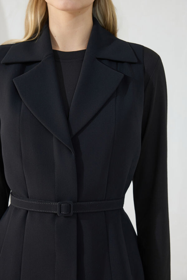 Siyah Bele Oturan Klasik Yelek - 6