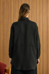 Siyah Beli Bağcıklı Tencel Tunik - 7