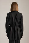 Siyah Beli Lastik Ayarlı Lyocell Tunik - 5