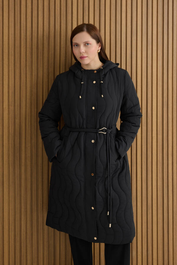 Siyah Beli Lastik Ayarlı Mont - Aker (1)