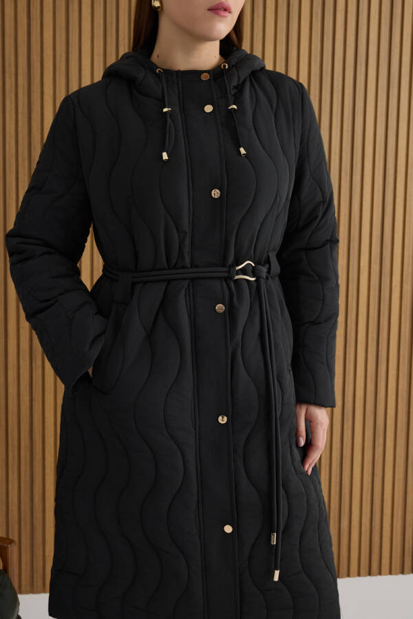 Siyah Beli Lastik Ayarlı Mont - 3