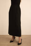 Siyah Beli Lastik Detaylı Dokuma Etek - 5