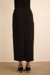 Siyah Beli Lastik Detaylı Dokuma Etek - 6