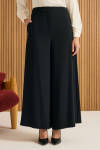 Siyah Beli Lastik Detaylı Dökümlü Pantolon Etek - 2