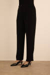 Siyah Beli Lastik Detaylı Krep Pantolon - 5