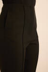 Siyah Beli Lastik Detaylı Krep Pantolon - 5