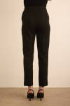 Siyah Beli Lastik Detaylı Krep Pantolon - 6