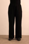 Siyah Beli Lastikli Bol Örme Pantolon - 3
