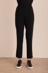 Siyah Beli Lastikli Detaylı Dokuma Havuç Pantolon - 2