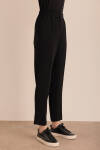 Siyah Beli Lastikli Detaylı Dokuma Havuç Pantolon - 4