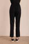 Siyah Beli Lastikli Detaylı Dokuma Havuç Pantolon - 6
