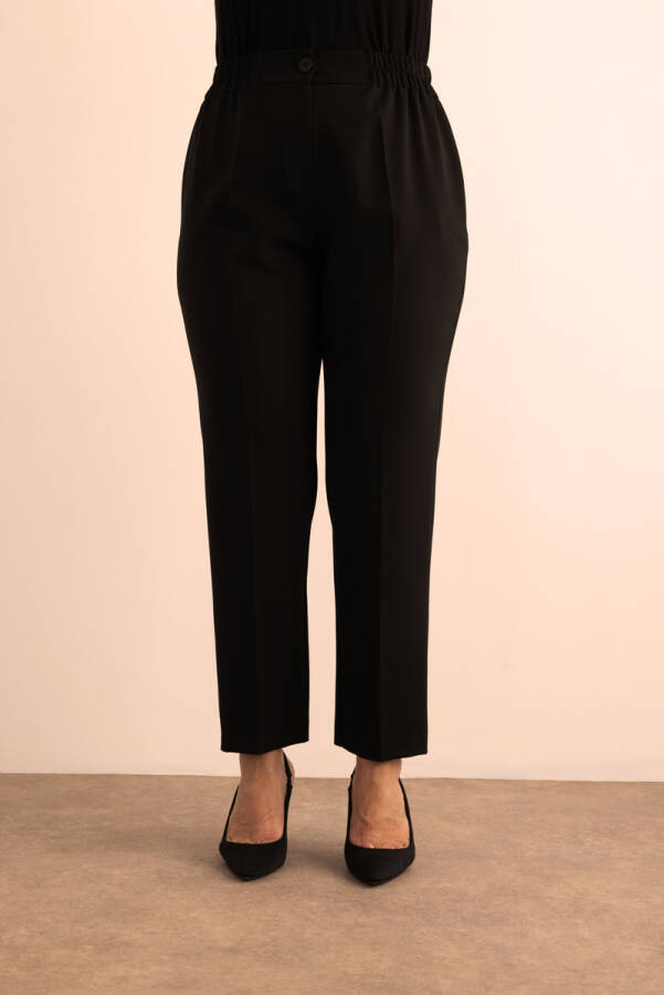 Siyah Beli Lastikli Dokuma Pantolon - 3
