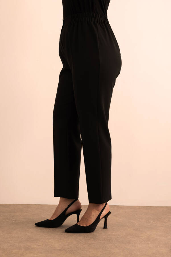 Siyah Beli Lastikli Dokuma Pantolon - 5