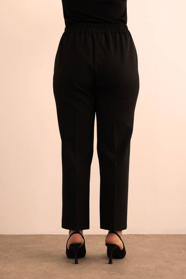 Siyah Beli Lastikli Dokuma Pantolon - 6
